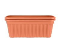 Wham Vista 2 x 80cm Rectangular Plastic Garden Troughs | 100% Recycled Plastic | Weather Resistant & Lightweight | Indoor & Outdoor Use | Drainage in UK - Terracotta