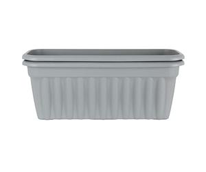 Wham Vista 2 x 80cm Rectangular Plastic Garden Troughs | 100% Recycled Plastic | Weather Resistant & Lightweight | Indoor & Outdoor Use | Drainage in UK - Upcycle Grey