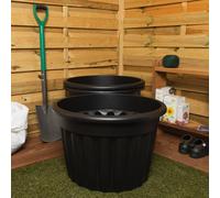 Wham Vista 3 x 60cm Round Plastic Garden Planters | 100% Recycled Plastic | Weather Resistant & Lightweight | Indoor & Outdoor Use | Drainage in UK - Slate/Black