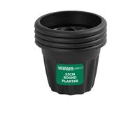 Wham Vista 4 x 33cm Round Plastic Garden Planters | 100% Recycled Plastic | Weather Resistant & Lightweight | Indoor & Outdoor Use | Drainage in UK - Slate/Black