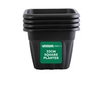 Wham Vista 4 x 33cm Square Plastic Garden Planters | 100% Recycled Plastic | Weather Resistant & Lightweight | Indoor & Outdoor Use | Drainage in UK - Slate/Black