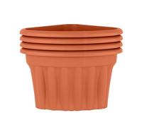 Wham Vista 4 x 40cm Corner Plastic Garden Planters | 100% Recycled Plastic | Weather Resistant & Lightweight | Indoor & Outdoor Use | Drainage in UK - Terracotta