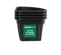 Wham Vista 4 x 40cm Corner Plastic Garden Planters | 100% Recycled Plastic | Weather Resistant & Lightweight | Indoor & Outdoor Use | Drainage in UK - Slate/Black