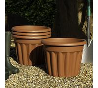 Wham 4x 40cm Vista Plastic Planter, Round Garden Plant Pot, Medium Floor Pot (40cm, 20L, Pack of 4) Indoor/Outdoor, Made in UK (Terracotta)