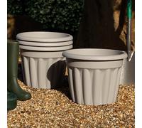 Wham 4x 40cm Vista Plastic Planter, Round Garden Plant Pot, Medium Floor Pot (40cm, 20L, Pack of 4) Indoor/Outdoor, Made in UK (Upcycle Grey)