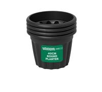Wham Vista 4 x 40cm Round Plastic Garden Planters | 100% Recycled Plastic | Weather Resistant & Lightweight | Indoor & Outdoor Use | Drainage in UK - Slate/Black