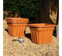 Wham 4x 40cm Vista Plastic Planter, Square Garden Plant Pot, Medium Floor Pot (40cm, 25L, Pack of 4) Indoor/Outdoor, Made in UK (Terracotta)