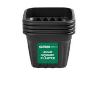 Wham Vista 4 x 40cm Square Plastic Garden Planters | 100% Recycled Plastic | Weather Resistant & Lightweight | Indoor & Outdoor Use | Drainage in UK - Slate/Black