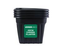 Wham Vista 4 x 49cm Corner Plastic Garden Planters | 100% Recycled Plastic | Weather Resistant & Lightweight | Indoor & Outdoor Use | Drainage in UK - Slate/Black