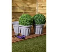 Wham Vista 4x Round Small Plastic Garden Plant Pot (33cm, 12L) in Grey Wham Grey