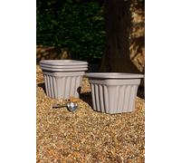 Wham 4x 40cm Vista Plastic Planter, Square Garden Plant Pot, Medium Floor Pot (40cm, 25L, Pack of 4) Indoor/Outdoor, Made in UK (Upcycle Grey)