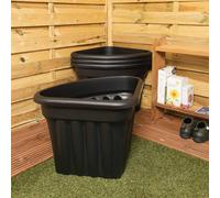 Wham Vista 4 x 49cm Corner Plastic Garden Planters | 100% Recycled Plastic | Weather Resistant & Lightweight | Indoor & Outdoor Use | Drainage in UK - Slate/Black