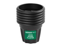 Wham Vista 6 x 25cm Round Plastic Garden Planters | 100% Recycled Plastic | Weather Resistant & Lightweight | Indoor & Outdoor Use | Drainage in UK - Slate/Black