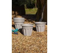 Wham Vista 6x Round Extra Small Plastic Garden Plant Pot (25cm, 4.5L) in Grey Wham Grey