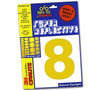 Whamhead Safe-Tee Reflective High Visibility Self Adhesive Wheelie Bin Number Sticker For Dustbin Recycling Bin Garage Door Shop Office Cafe Hotel (8, Yellow)