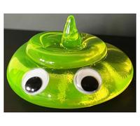 Whamhead Uranium Vaseline Glass Yellow UV Reactive Novelty Poop Emoji Art Deco