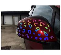 Whamhead Veloviz Rainbow Bright Reflective Black Leopard Print Car WING MIRROR Stickers