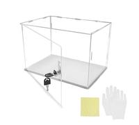 WhamtL Acrylic Locked Display Box with Gloves, Countertop Display Case Security Showcase, Clear Organizer Cabinet for Mini Figures/Cars/Collectibles/Jewelry(40x40x20cm(16x16x8in))