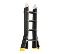 WhamtL Loft Ladder Telescoping A Frame Stepladder with Rubber Feet, Aluminum Adjustable Step Ladder for Attic/RV/Deck/Dorm, Foldable Attic Egress Ladder(6 Step-184cm (6ft))