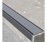 WhamtL Stair Nosing 5cm Wide Stair Edge Nosing Trim Aluminium Alloy, L Shape Threshold Transition Strip Step Protector, Outdoor Indoor Staircases Corner Guard(Gray,L 120cm (47 1/4"))