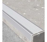 WhamtL Stair Nosing 5cm Wide Stair Edge Nosing Trim Aluminium Alloy, L Shape Threshold Transition Strip Step Protector, Outdoor Indoor Staircases Corner Guard(Silver,L 150cm (59"))