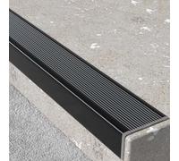 WhamtL Stair Nosing 5cm Wide Stair Edge Nosing Trim Aluminium Alloy, L Shape Threshold Transition Strip Step Protector, Outdoor Indoor Staircases Corner Guard(Black,L 90cm (35 3/8"))
