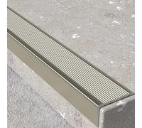 WhamtL Stair Nosing 5cm Wide Stair Edge Nosing Trim Aluminium Alloy, L Shape Threshold Transition Strip Step Protector, Outdoor Indoor Staircases Corner Guard(Champagne,L 90cm (35 3/8"))