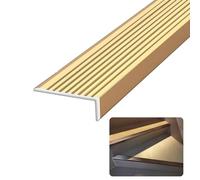 WhamtL Stair Nosing Aluminum Stair Edge Protector for Wood Stairs, Indoor Outdoor Laminate Floor Stair Caps, Customizable Bond Stair Nosing Guard, Easy to Install(Gold,L 120cm (47 1/4"))