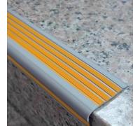 WhamtL Stair Nosing Stair Edge Protector with Green Glow Strip, Self Adhesive Flexible Vinyl Stair Nosing, Waterproof Stair Edge Trim for Kids Adults Safety(Yellow,30m(98.4ft))
