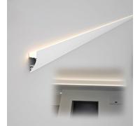 WhamtL Wall Mount Led Strip Channel for Indirect Lighting, Living Room/Bedroom/Hallway Led Diffuser Aluminum Profile, Skirting Baseboard Uplighting Downlighting(18m/59.1ft)
