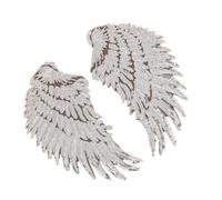 WHAMVOX 1 Pair Silver Sequin Wing Applique Patches for Jean Jackets and Shirts, Embroidered Cloth Paste to Cover Broken Holes or Scars and Decorate, for DIY Clothing Crafts