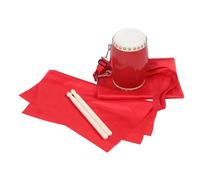 WHAMVOX 1 Set Portable Waist Drum Adults Traditional Chinese Cowhide Drum with Sticks Strap Scarves for Folk Dance Musical Performances Durable Versatile Percussion Instrument