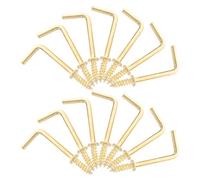 WHAMVOX 100pcs Golden L Shaped Screw Hooks Made of Iron for Organizing and Decluttering Small Items and Jewelry, for Office and Home Use with Elegant Right Angle Design