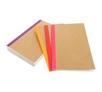 WHAMVOX 10pcs A5 Kraft Paper Notebooks Lined Diary Notepads for Students and Office Use Durable Sewn-bound Journals School Writing Supplies with Colorful Binding Strips