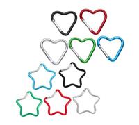 WHAMVOX 10pcs Carabiner for Keys Cute Star Carabiner Star Key Holder Clips Cute Heart