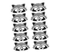 WHAMVOX 10pcs Cartoon Raccoon Felt Animal Masks for Jungle Theme Birthday Party Creative Role Play Eye Covers for Camping School Plays Halloween Cosplay Party Favors