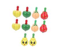 WHAMVOX 10Pcs Colorful Wooden Gyro for Fast Rotating Fruit Shaped Tops Plaything Educational Handmade Spin for Boys and Random Style