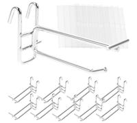 WHAMVOX 10pcs MM Steel Pegboard Hook with Price Tag, Heavy Duty 6mm Rod | Silver Finish, Stable and Practical Design, for Jewelry Stores and Specialty Shops