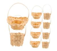 WHAMVOX 10pcs Scale Portable Mini Storage Baskets for Fairy Garden Dollhouse Crafts Kitchen Accessories Rustic Tiny Favor Baskets