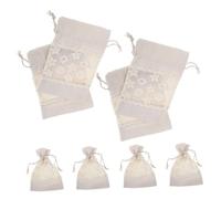 WHAMVOX 10pcs Small Drawstring Pouches with Clear Window and Lace Trim Elegant Canvas Storage Bags for Jewelry Party Favors Wedding Presents Multipurpose Wrapping
