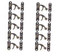 WHAMVOX 10pcs Vintage Right Latch Hook Hasp Clasp Lock with Mounting Screws Antique Metal Swing Arm Latch for Jewelry Box Wooden Cabinet Hidden Mounting Design