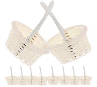 WHAMVOX 10pcs Woven Rattan Vegetable Baskets Multi-Function Handheld Simple Storage Baskets for Rural Style Fresh Flower and Produce Collection Natural Material