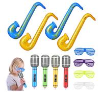 WHAMVOX 12 Pcs Inflatable Instruments Set Karaoke Party Props Microphone Inflatable Saxophone Glasses Fun Decorations for Boys and Girls