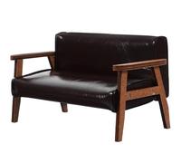 WHAMVOX 12 Scale Dark Brown Leather Double Seat, Doll Furniture Decor for Dollhouse DIY and Desktop Display, Chair Ornament for