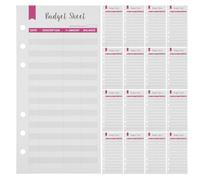 WHAMVOX 12pcs A6 Budget Sheets Refill Paper 6-hole Punched Planner Inserts for Personal Monthly Budget Plan Portable and Easy to Add Home Office Supplies