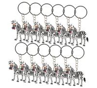 WHAMVOX 12pcs Cartoon Zebra Key Chain Pendants Cute Animal Hanging Decor for Backpack Purse Party and Prizes