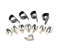 WHAMVOX 12pcs Metal Guitar Thumb and Finger Picks Set Lightweight Stainless Steel Picks for Guitarists Protect Fingers from Pain for Long Time Practice and Personal Use