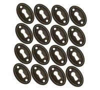 WHAMVOX 16pcs Vintage Style Zinc Alloy Keyhole Covers Oval Decorative Inserts for Cabinet Doors Dresser Jewelry Boxes Versatile Furniture Hardware Plates with Fine Artisan Details
