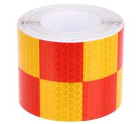 WHAMVOX 1roll Reflective Safety Tape High Visibility Yellow Red Checker Pattern for Vehicles Bicycles Helmets Road Signs Weather-resistant Reflective Stickers with Strong Adhesion