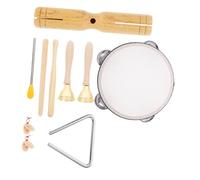 WHAMVOX 1set Boy Girl Musical Instrument Percussion Toy Kit Natural Educational Music Toys for Ages Includes Tambourine and Rhythm Sticks Promotes Fine Motor Skills and Hearing